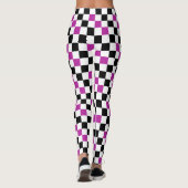 Leggings Purple Black White Checkered Pattern Design  (Dos)