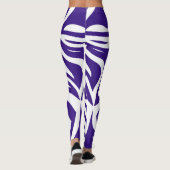 Leggings Purple Blanc Abstrait Zèbre Imprimer Légendes Femm (Dos)