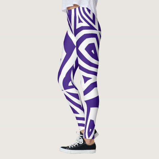 Leggings Purple Blanc Abstrait Zèbre Imprimer Légendes Femm (Gauche)