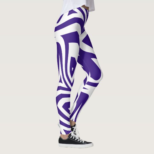 Leggings Purple Blanc Abstrait Zèbre Imprimer Légendes Femm (Droite)