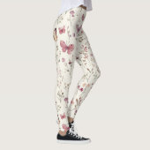 Leggings Purple Cream Butterflies Floral (Droite)
