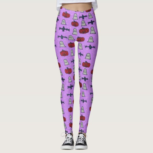 Leggings Purple Halloween Fun Print (Devant)