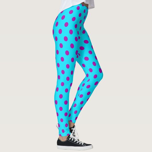 Leggings Purple On Blue Polka Dots Pattern Design