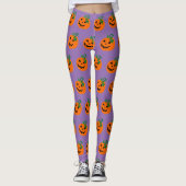 Leggings Purple Orange Personnalisé Happy Jack-o'-lantern (Devant)