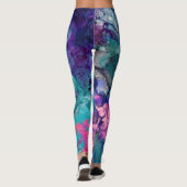 Leggings Purple Pink Turquoise Blue Inky Splatter Fashion (Dos)