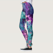 Leggings Purple Pink Turquoise Blue Inky Splatter Fashion (Gauche)