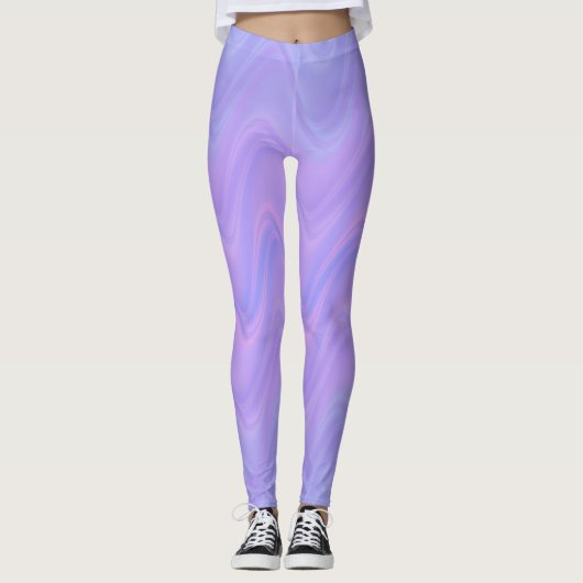 Leggings Purple Pink Wavy Lines Pattern (Devant)