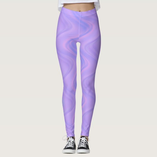 Leggings Purple Pink Wavy Lines Pattern (Devant)