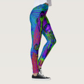 Leggings Purple psychédélique et Fleur Lily verte de chaux (Droite)