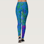 Leggings Purple psychédélique et Fleur Lily verte de chaux (Dos)