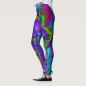 Leggings Purple psychédélique et Fleur Lily verte de chaux (Gauche)