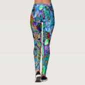 Leggings Purple psychédélique et fleurs de jardin vert citr (Dos)