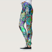 Leggings Purple psychédélique et fleurs de jardin vert citr (Gauche)