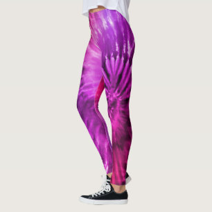 Leggings Purple rose Fuchsia Psychédélique Starburst Tie Dy