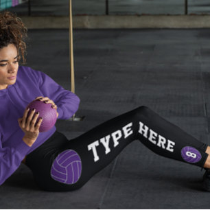 Leggings Purple Volleyball Custom Team Name & Player Number