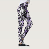 Leggings Purple White Black Paisley Motif d'impression (Droite)
