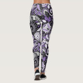 Leggings Purple White Black Paisley Motif d'impression (Dos)