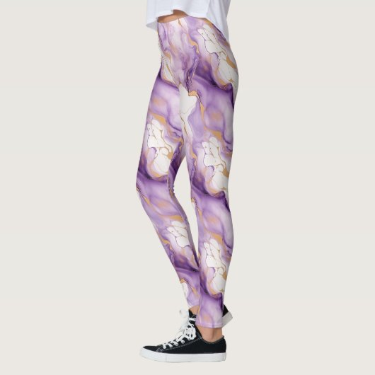 Leggings Purple White Gold Abstract (Gauche)
