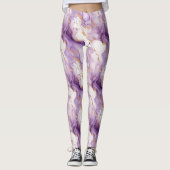 Leggings Purple White Gold Abstract (Devant)