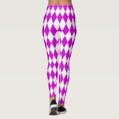 Leggings Purple White Harlequin Diamonds Checkers Design  (Dos)
