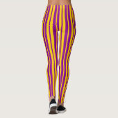 Leggings Purple Yellow Stylish Stripes Pattern Design  (Dos)