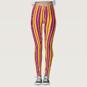 Leggings Purple Yellow Stylish Stripes Pattern Design  (Devant)