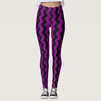 Leggings Purple Zigzag Design You Choose Background Colour