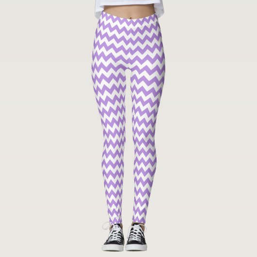 Leggings Purple Zigzag, Purple Chevron, Motif géométrique (Devant)