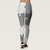 Leggings Puzzle gris denteux espiègle de tons (Dos)