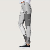 Leggings Puzzle gris denteux espiègle de tons (Gauche)