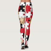 Leggings Puzzle Red Black Gold Pattern (Dos)