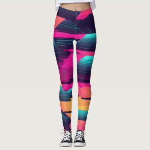 Leggings Pyramides de néon Funky Synthwave