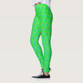 Leggings Quadrados verde azulados, linhas em 3 coeurs. (Gauche)