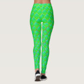 Leggings Quadrados verde azulados, linhas em 3 coeurs. (Dos)