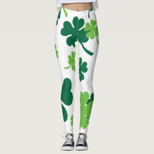 Leggings Quatre feuilles de couleur verte. Saint Patrick's 