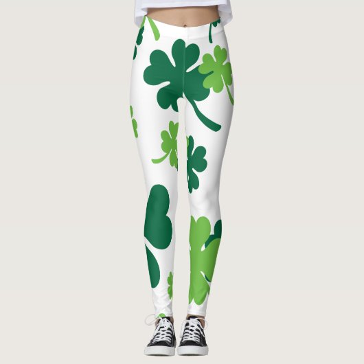 Leggings Quatre feuilles de couleur verte. Saint Patrick's  (Devant)