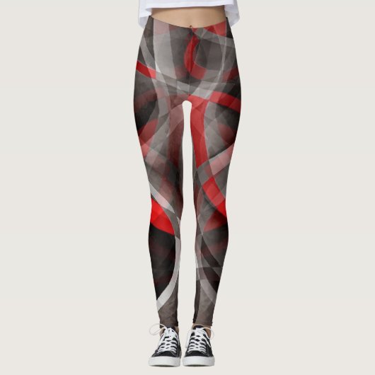 Leggings Quatre-vingts Courbes rouge blanc et gris (Devant)