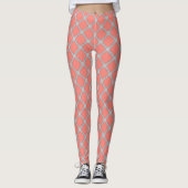 Leggings Quatrefoil corail et gris (Devant)