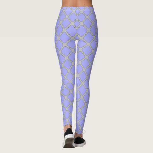 Leggings Quatrefoil periwinkle et gris (Dos)
