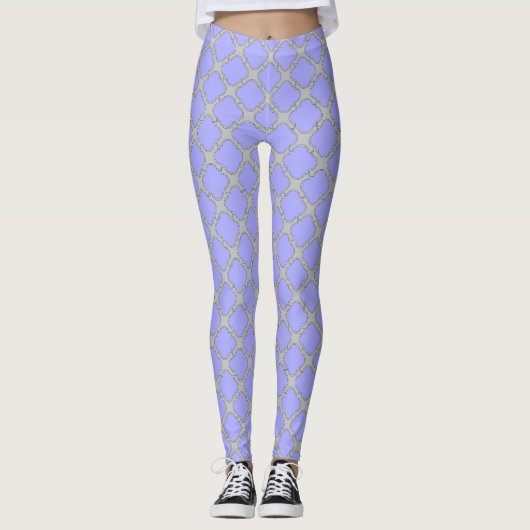 Leggings Quatrefoil periwinkle et gris (Devant)