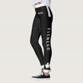 Leggings QUÉBEC Fitness avec Érable blanc canadien sur NOIR (Gauche)