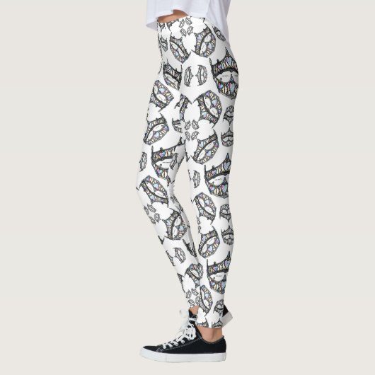 Leggings Queen of Hearts Silver Crowns Tiaras White leging (Gauche)