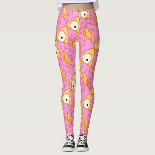 Leggings Quelque chose de louche ! mignon poisson rose arts (Devant)