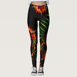 Leggings Quelques feuilles d'herbe et pétales de fleurs de