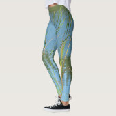 Leggings Queue de chat inspirée de Monet pastel bleu et ver (Gauche)