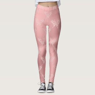 Leggings Queue ronde papillon rose stylisé, look Embossé