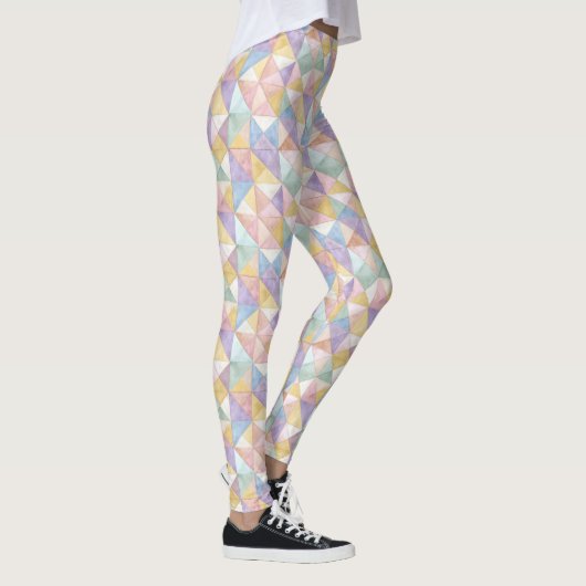 Leggings Quilted Patchwork Triangles Peach Lavender sage (Droite)