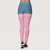 Leggings Raccourcis de denim bleu avec des poissons roses c (Dos)