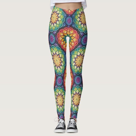 Leggings Radiant Rainbow Mandala Mosaic – Stained Glass (Devant)