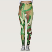 Leggings Raies vertes sur image brune et percée (Devant)
